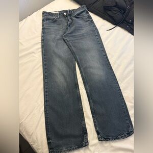 Zara Women's Straight Leg Jeans in Dark Blue